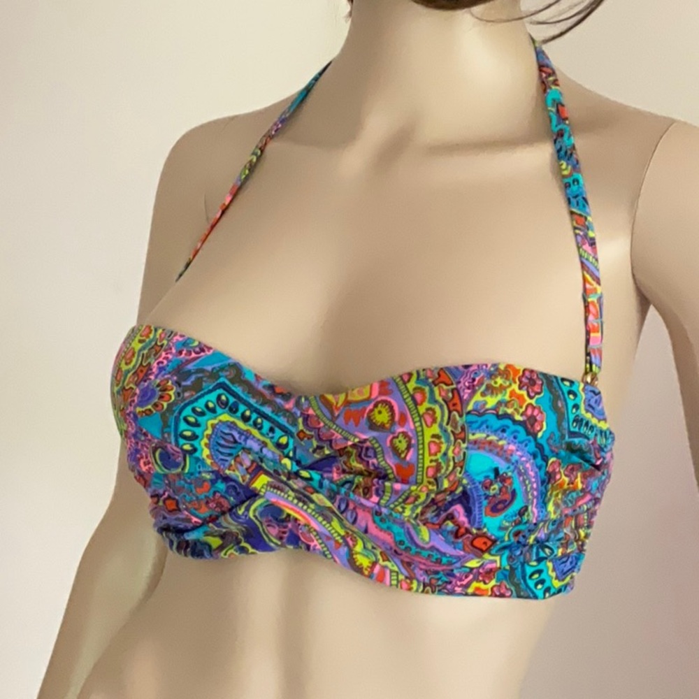 Victoria's Secret Bandeau Bikini Top Aqua Paisley